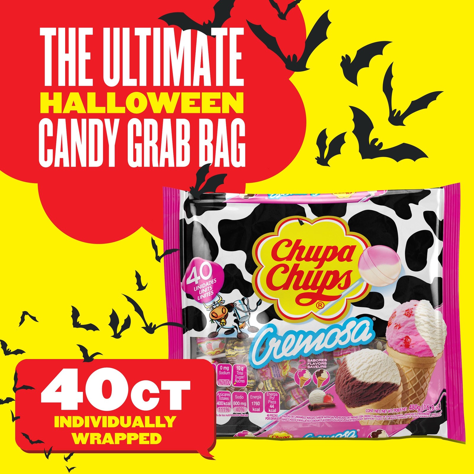 Chupa Chups Cremosa Holiday Candy Lollipop Variety 40 Count (Pack of 1)