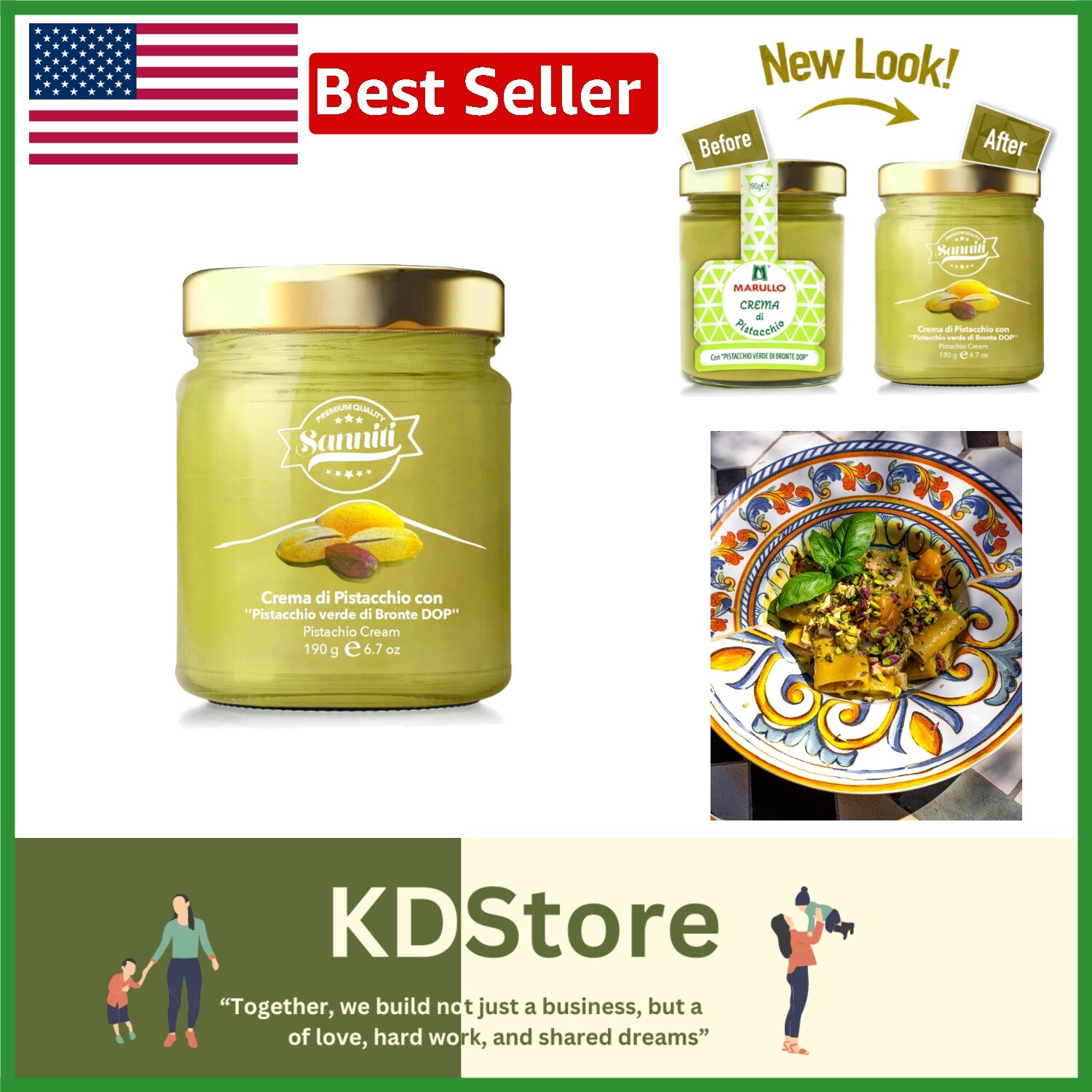 Marullo Sicilian Pistachio Spread – Authentic Crema di Pistacchio, 6.7 oz