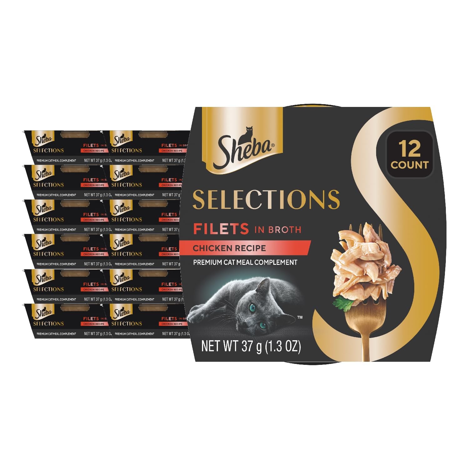Sheba Selections Filets in Broth, Adult Cat Food Wet 12 Count (Pack of 1)