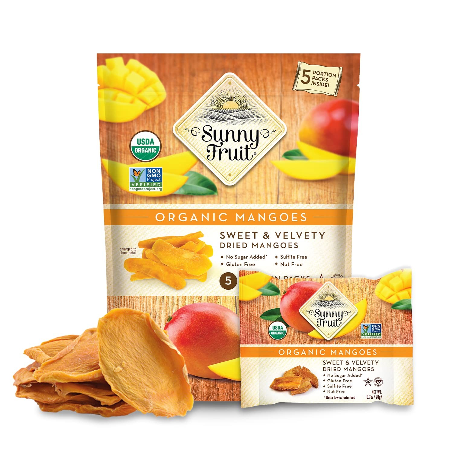 Soft Organic Dried Mango Snacks, 5 Pack, No Sugar Added