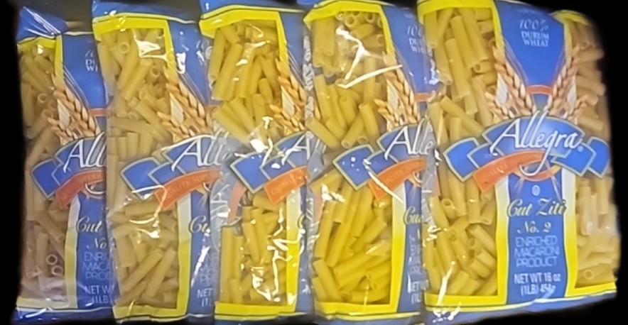 5-1 LB BAGS ALLEGRA CUT ZITI #2 ENRICHED MACARONI 100% DURUM WHEAT FREE SHIPPING