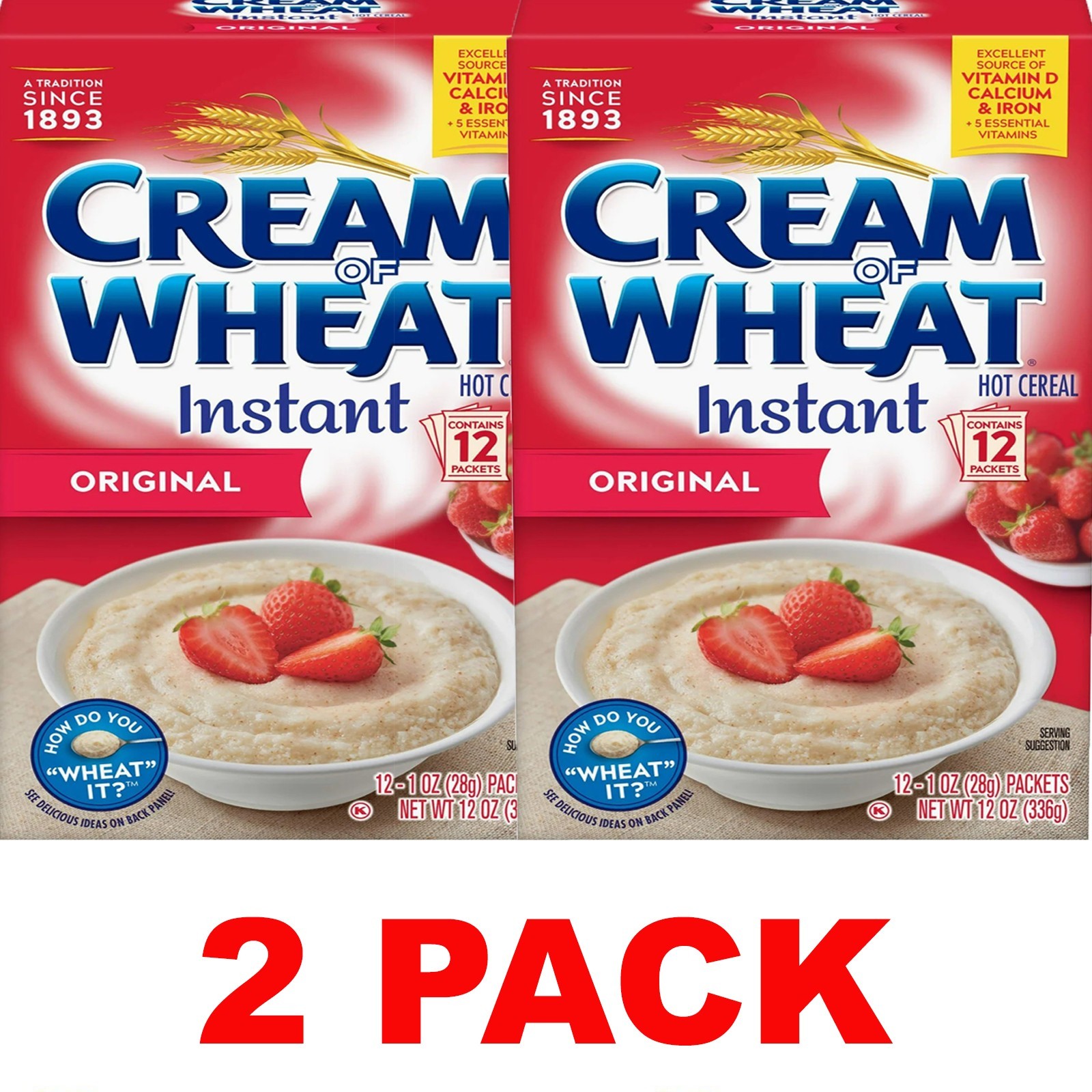 Cream of Wheat Instant ORIGINAL Hot Cereal 12 Packets in 1 Box 12 oz – 2 PACK