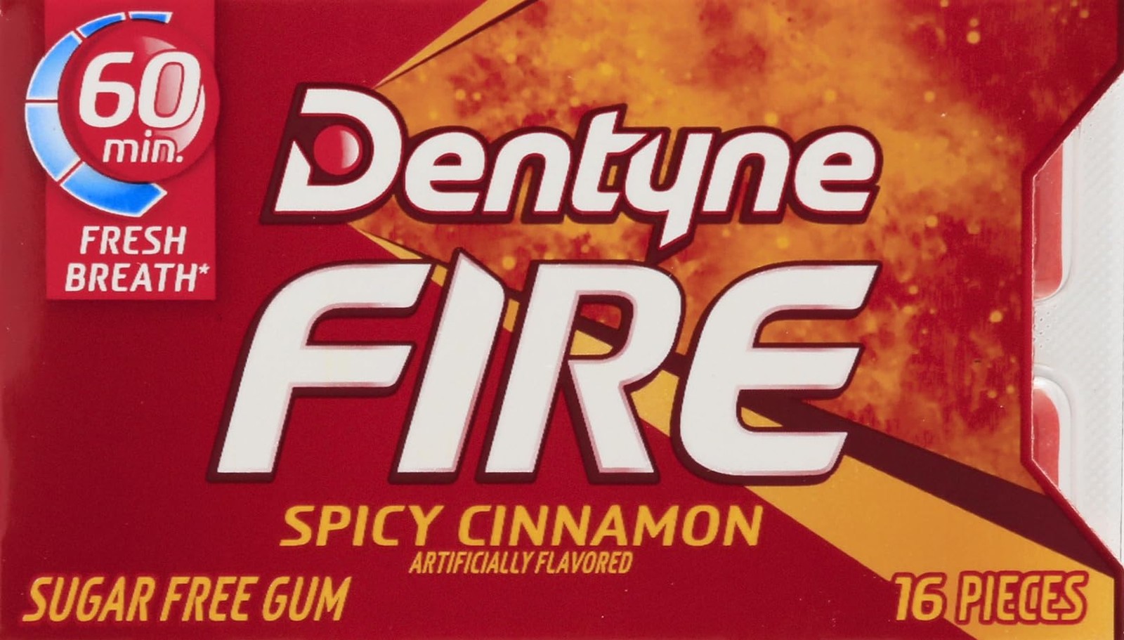 Dentyne Fire Sugar Free Gum Spicy 16 Count (Pack of 1), Black,Golden,Orange