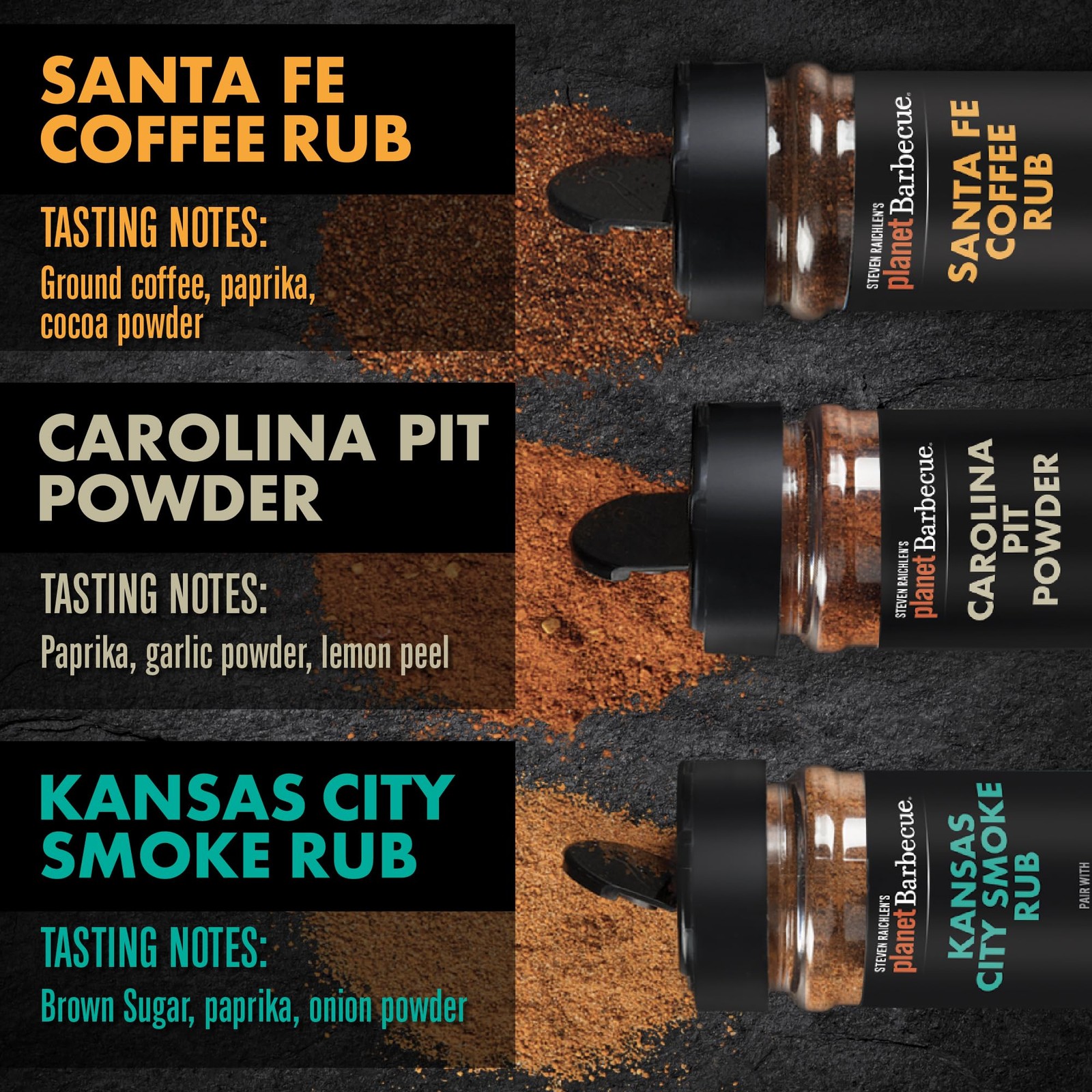 Steven Raichlen’s Planet Barbecue Gourmet BBQ Rubs & Spices Gift Set 3 Pack- …