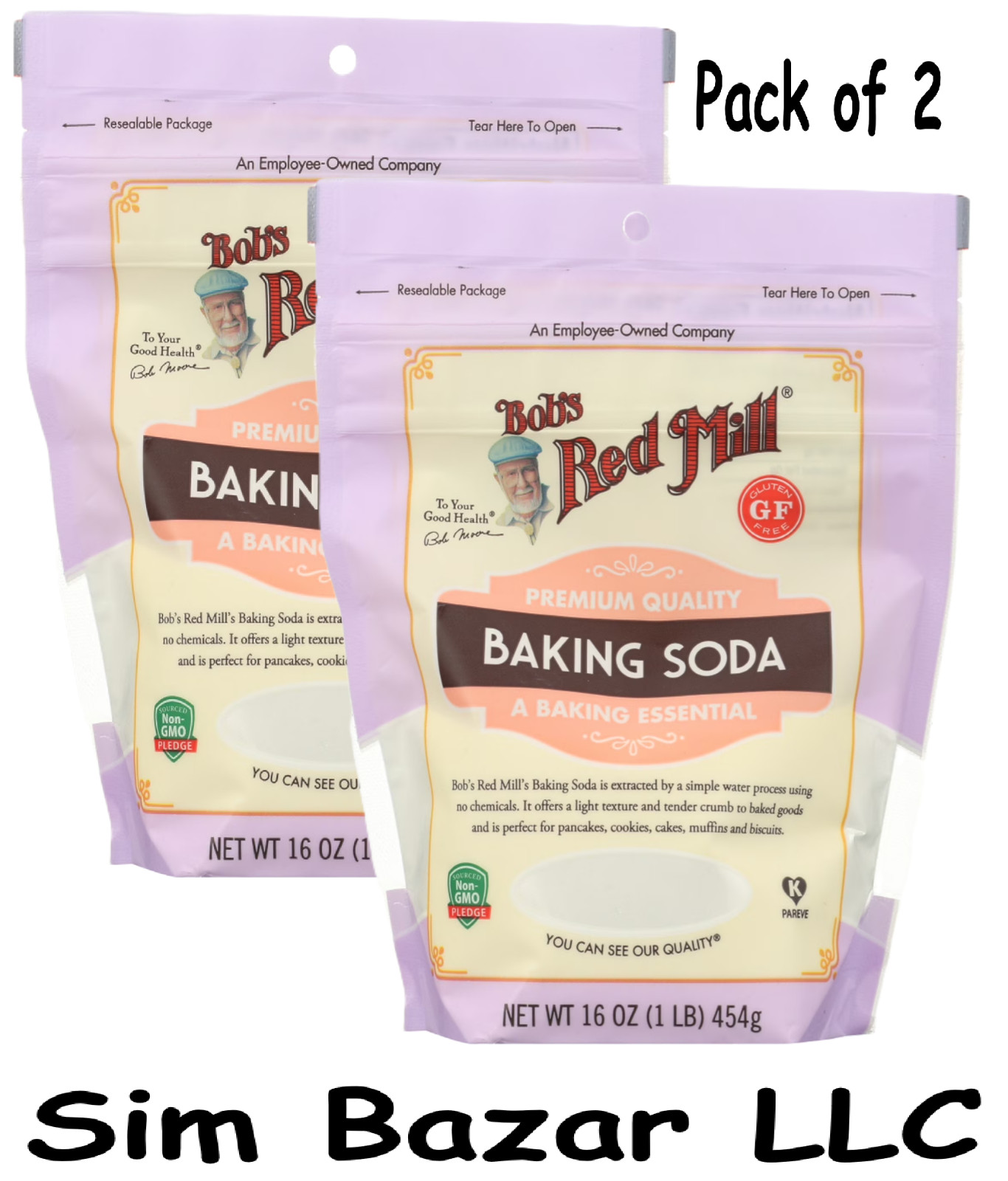 2 PACK Bob’s Red Mill Baking Soda Gluten Free 16 Oz.