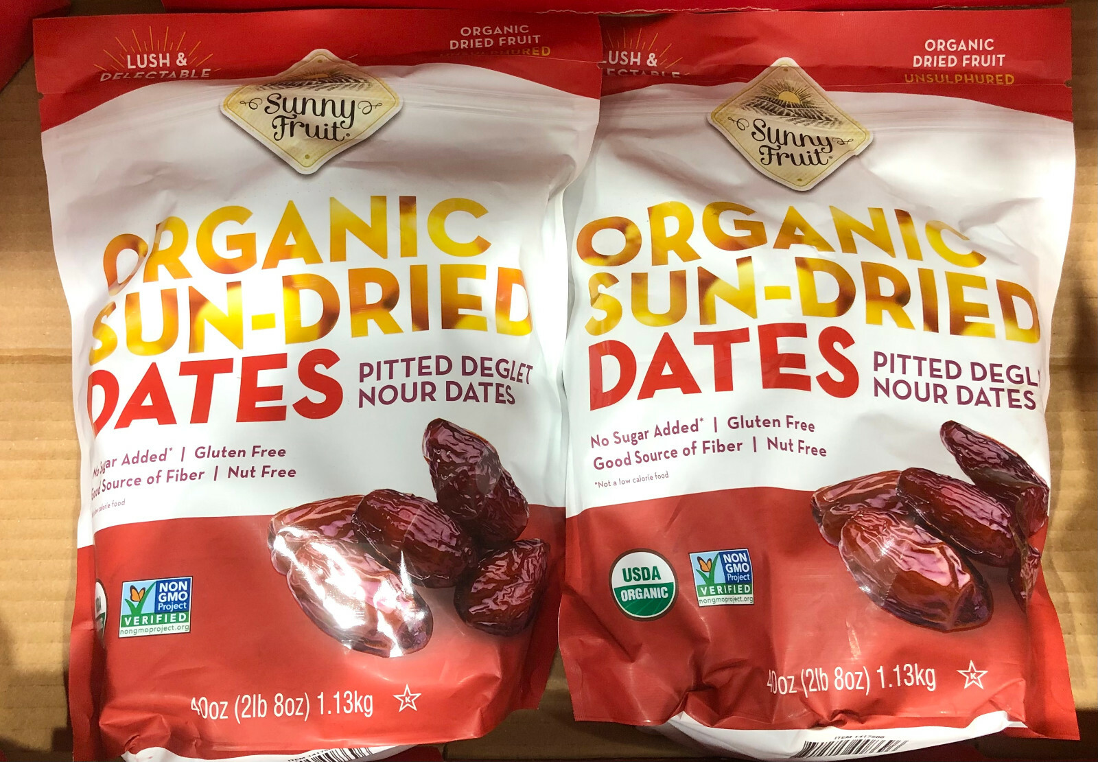 ORGANIC Sun-dried Pitted Dates 40oz Each, No Sugar Added, Gluten Free, (2-Bag)