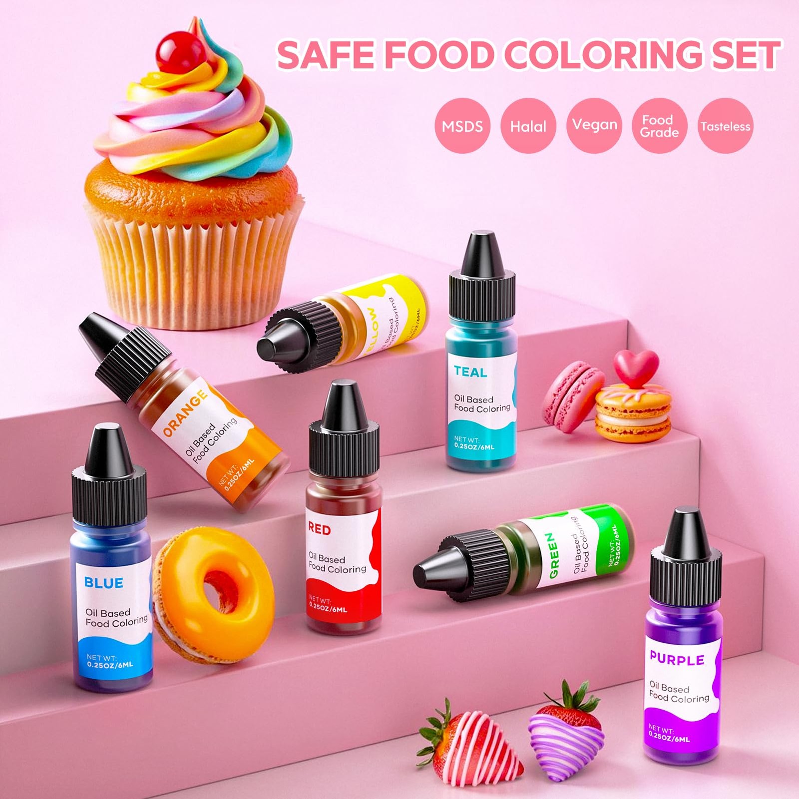 Colorante En Aceite Para Reposteria Chocolate Sin Sabor 7 Colores Decorar Pastel