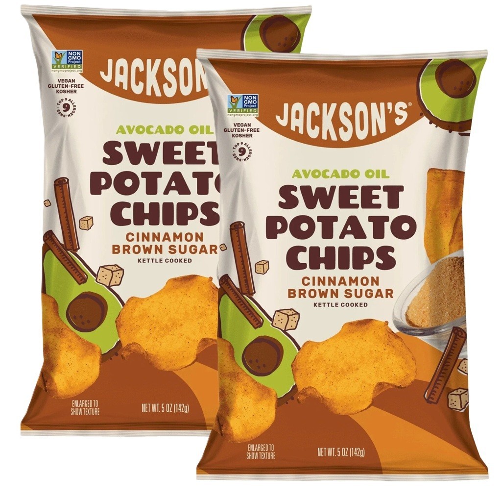Jackson’s Sweet Potato Chips CINNAMON BROWN SUGAR Avocado Oil 5oz 2Bags DEC 2026