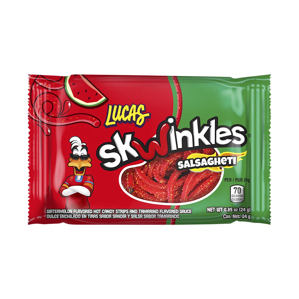 Lucas Skwinkles Salsagheti Watermelon, 0.85 oz, 12 Packages