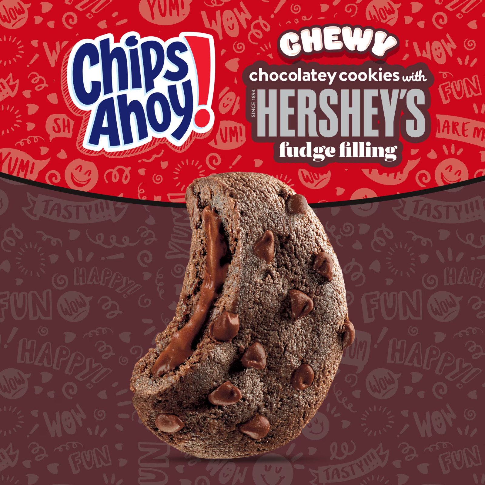 Chips Ahoy Chewy Cookies Hershey’s Fudge Filled 14.85 oz Family Size,Free Ship..