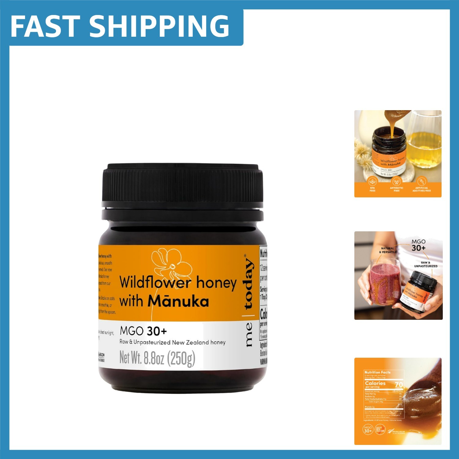Authentic Raw Wildflower Honey with Manuka MGO 30+ | 8.8 oz Pure Delight