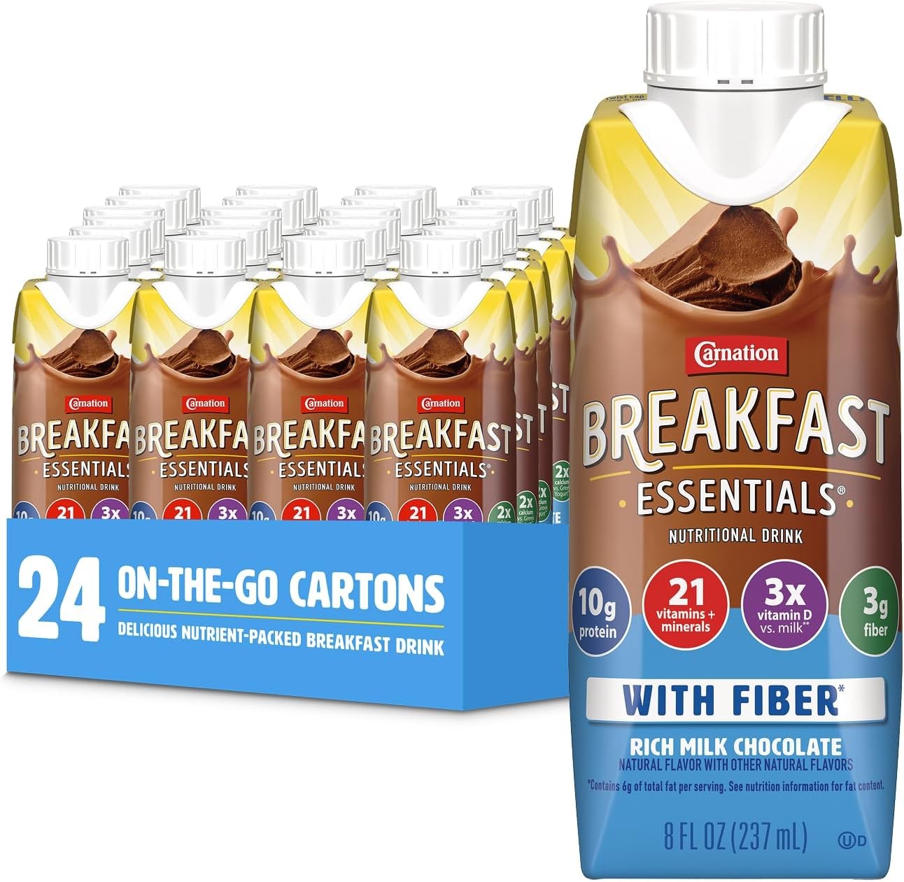Breakfast Essentials Fiber Rich Milk Chocolate 8oz 24ct BB 08/04/2026