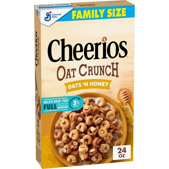 Cheerios Oat Crunch Oats ‘N Honey Breakfast Cereal Whole Grain Family Size, 24oz
