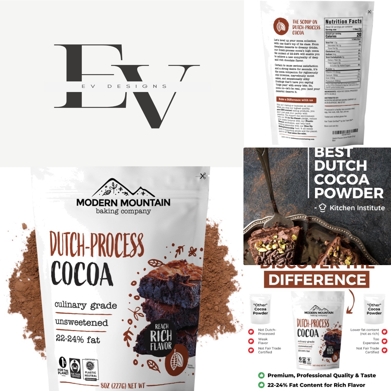 Unsweetened Dutch Processed Cocoa Powder 8 oz – Gluten Free & Richly Delicious
