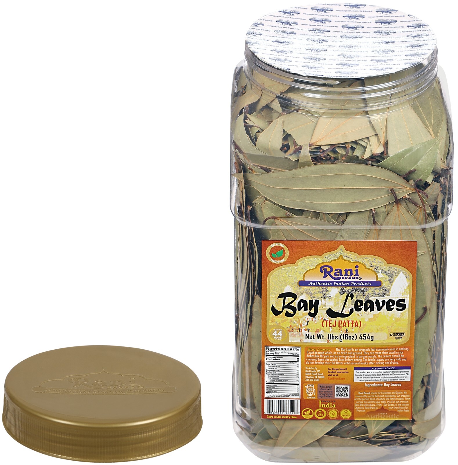 Rani Bay Leaf (Leaves) Whole Spice Hand Selected Extra Large 1lb PET Jar