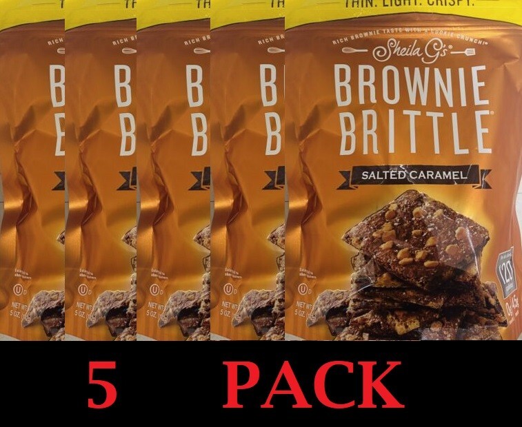 5x Sheila G’s Brownie Brittle SALTED CARAMEL Cookie Snack Thins 5 oz Bag 5 PACK