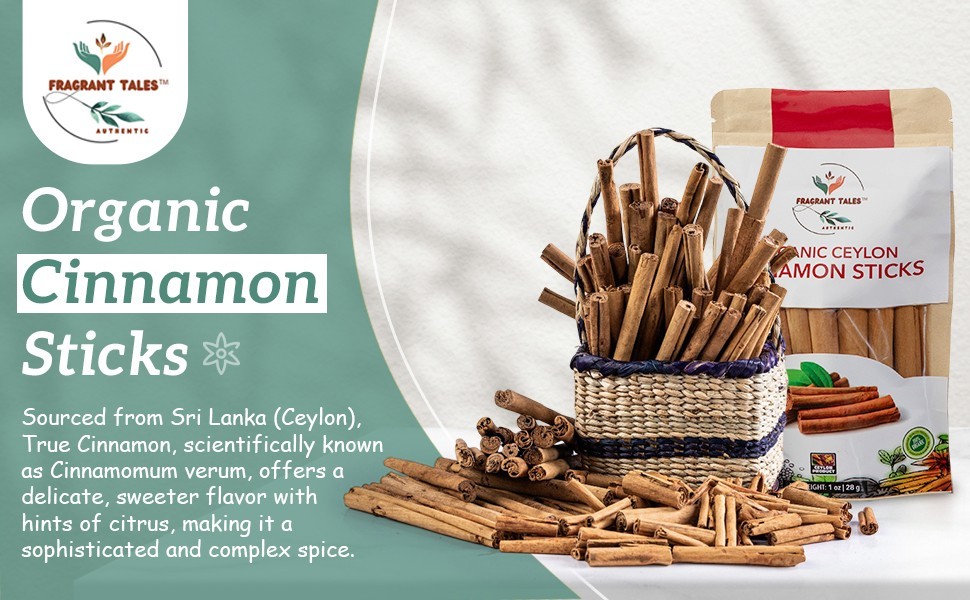 Premium Organic Ceylon Cinnamon Sticks – 1 LB (454g), USDA Certified, Non-GMO