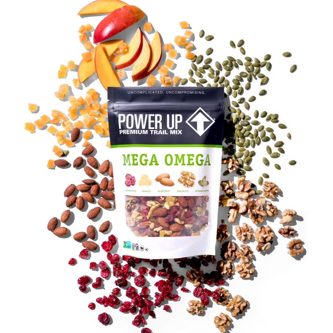 Power Up Mega Omega Trail Mix from Gourmet Nut, Resealable Bag, 14 oz, (3 Pack)