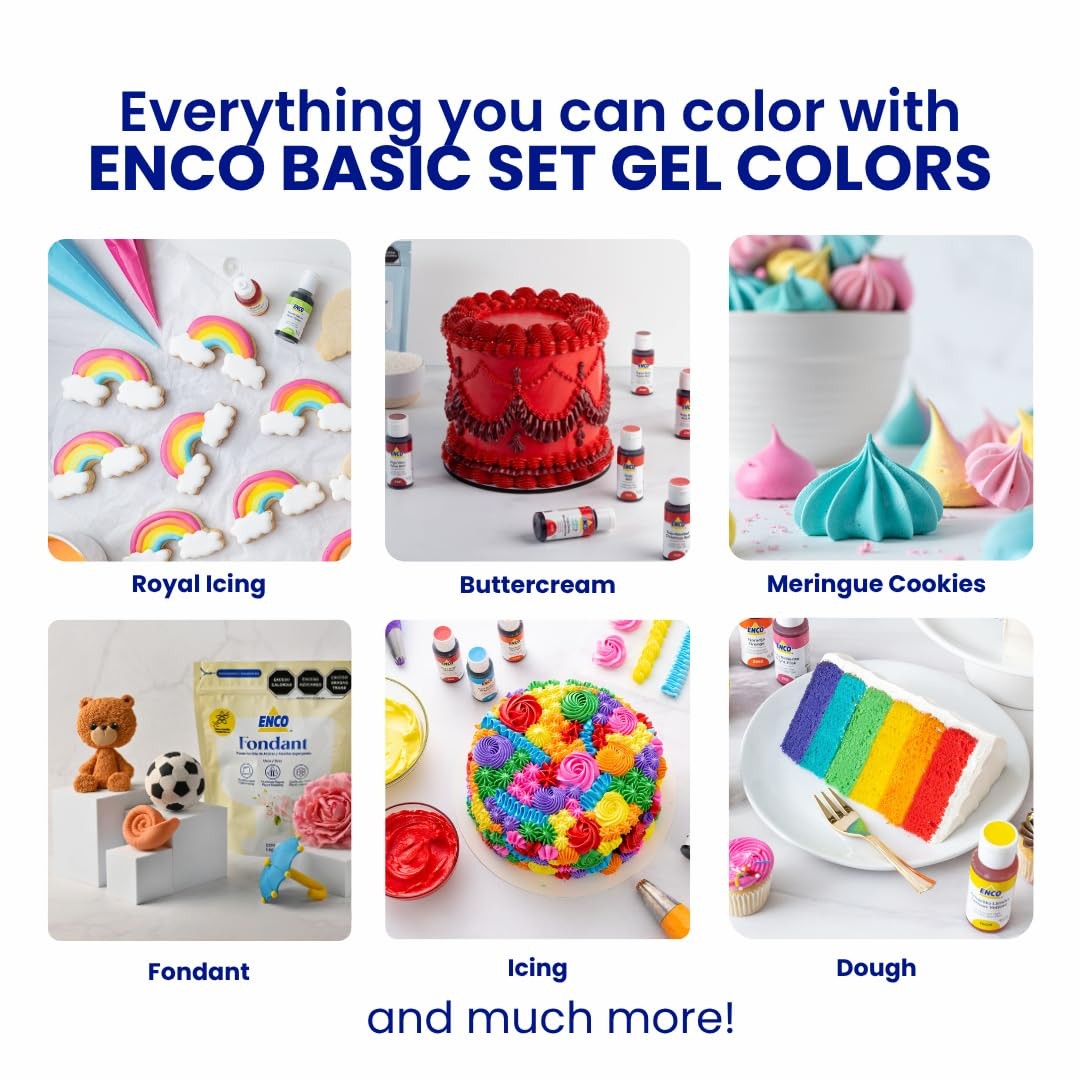 9 Basic Food Coloring Set 1.41 oz each (40 g) Concentrated, Vegan, Includes C…