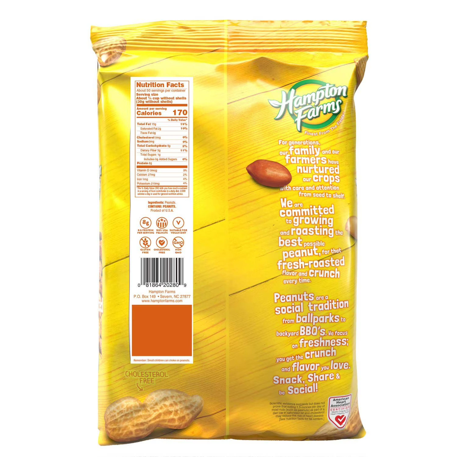 2 PACK Hampton Farms Unsalted In-Shell Peanuts 10 lbs. TOTAL – FAST SHIPPING