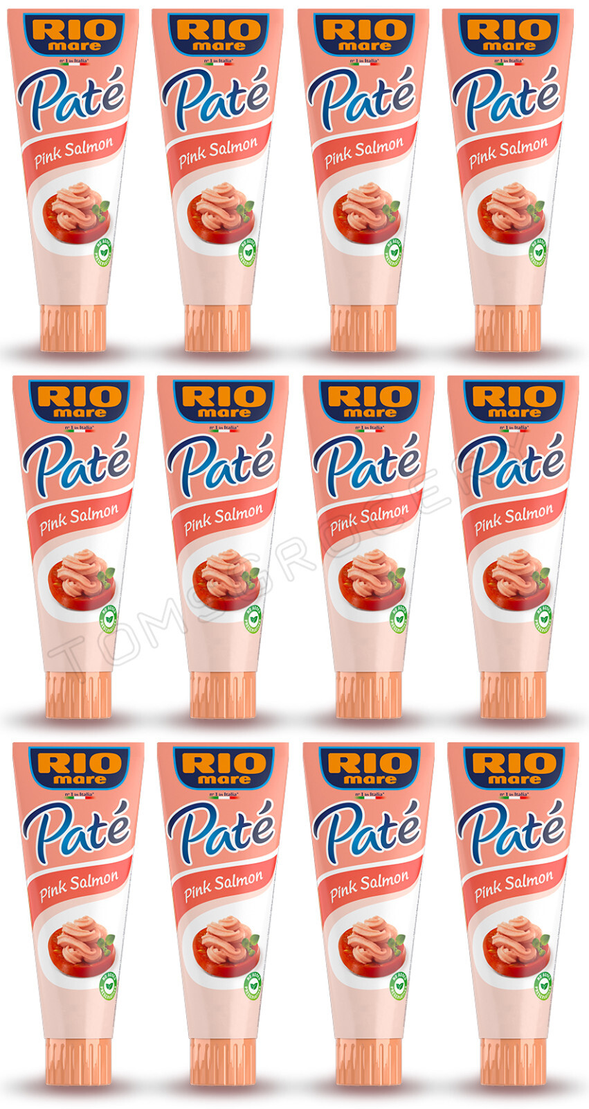 12 RIO MARE Pink Salmon Pate Snacks Spreadable Tubes Made in Italy 100g 3.5oz