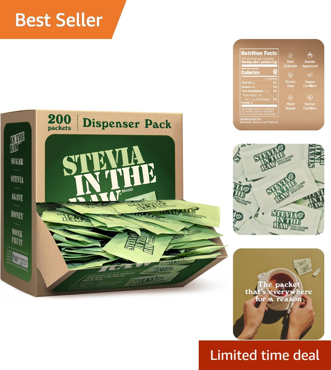 200 Packets of Delicious Stevia Zero-Calorie Sweetener – Guilt-Free Sweetness