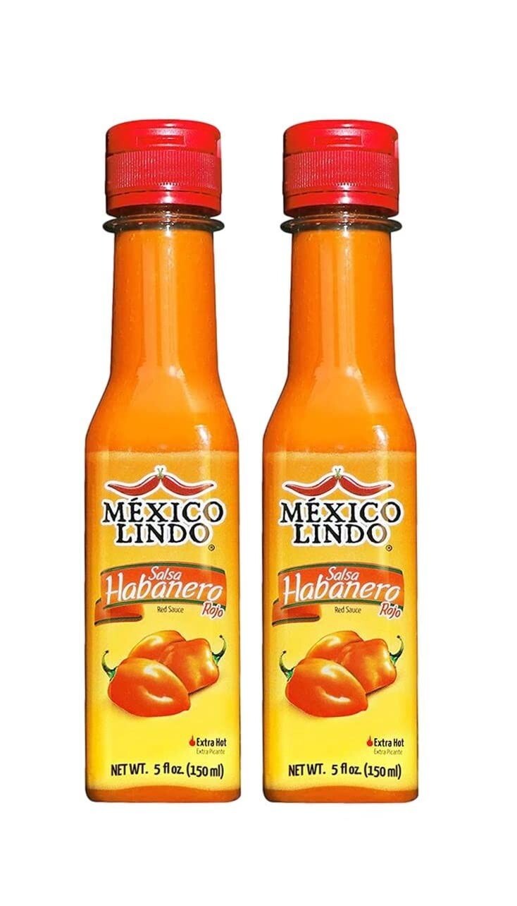 Al Amin Foods Mexico Lindo Salsas Castillo Red Habanera Extra Hot 2 Bottles