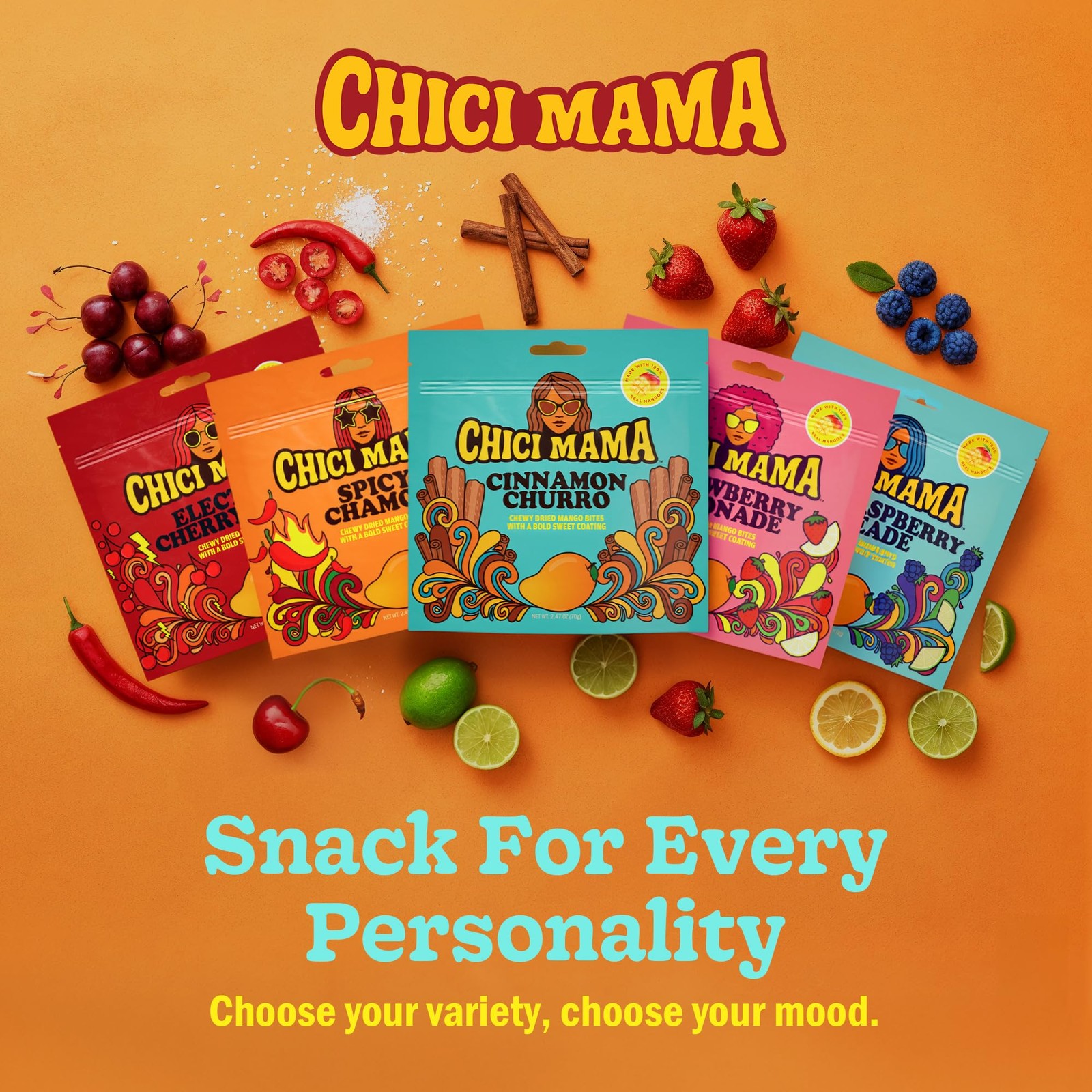 Chici Mama Chewy Mango Bites Variety Pack, 5 Pack – 5 Flavors | Made with Rea…