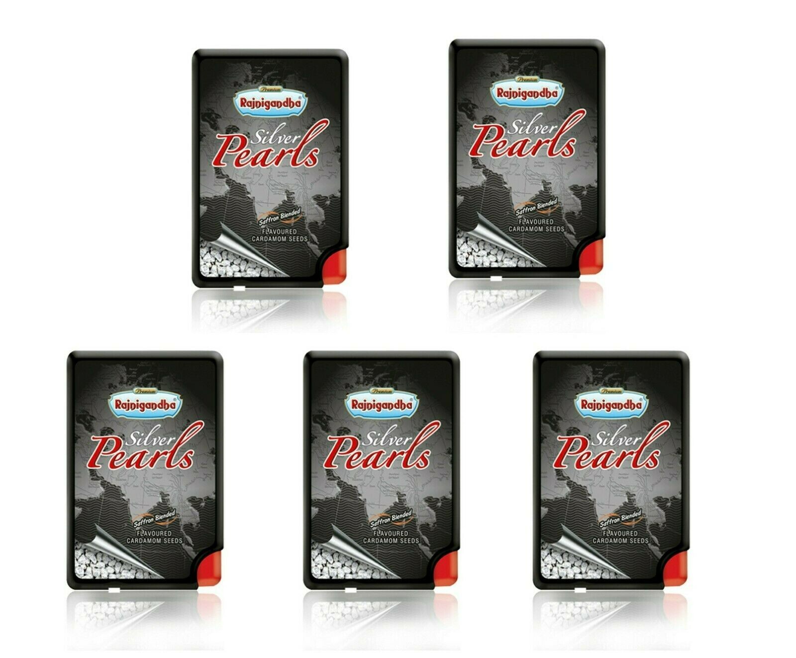 Rajnigandha Silver Pearls Mouth Freshener Cardamom Seed Saffron Flavored 5 Pcs