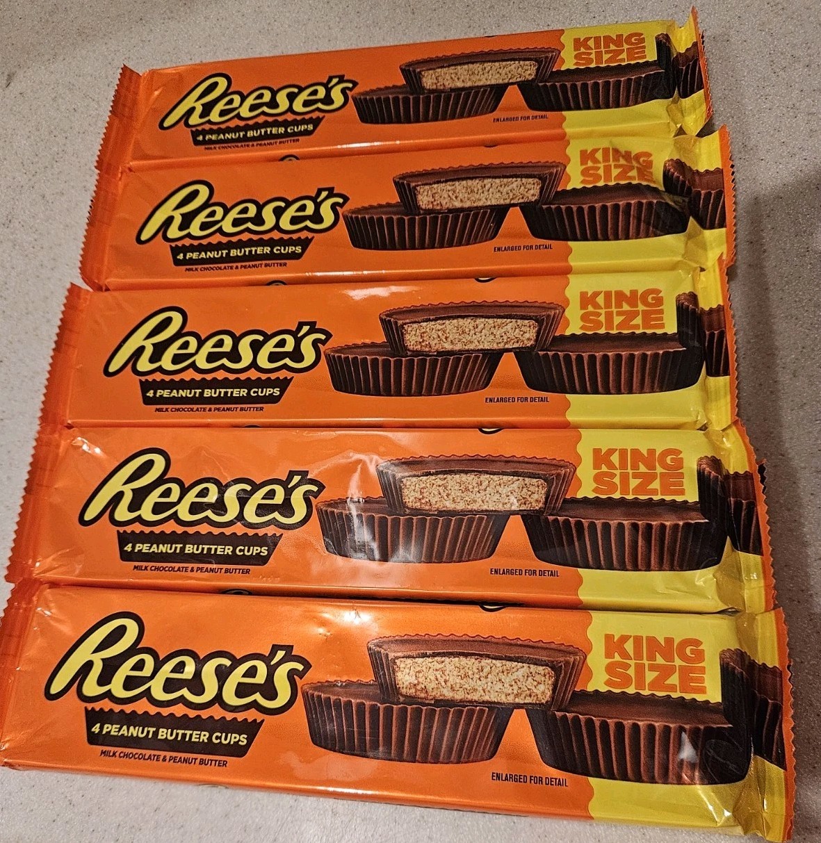 (5) 4-Count King Size Packs of Reeses Peanut Butter Cups 2.8 Oz Each (20 TOTAL)