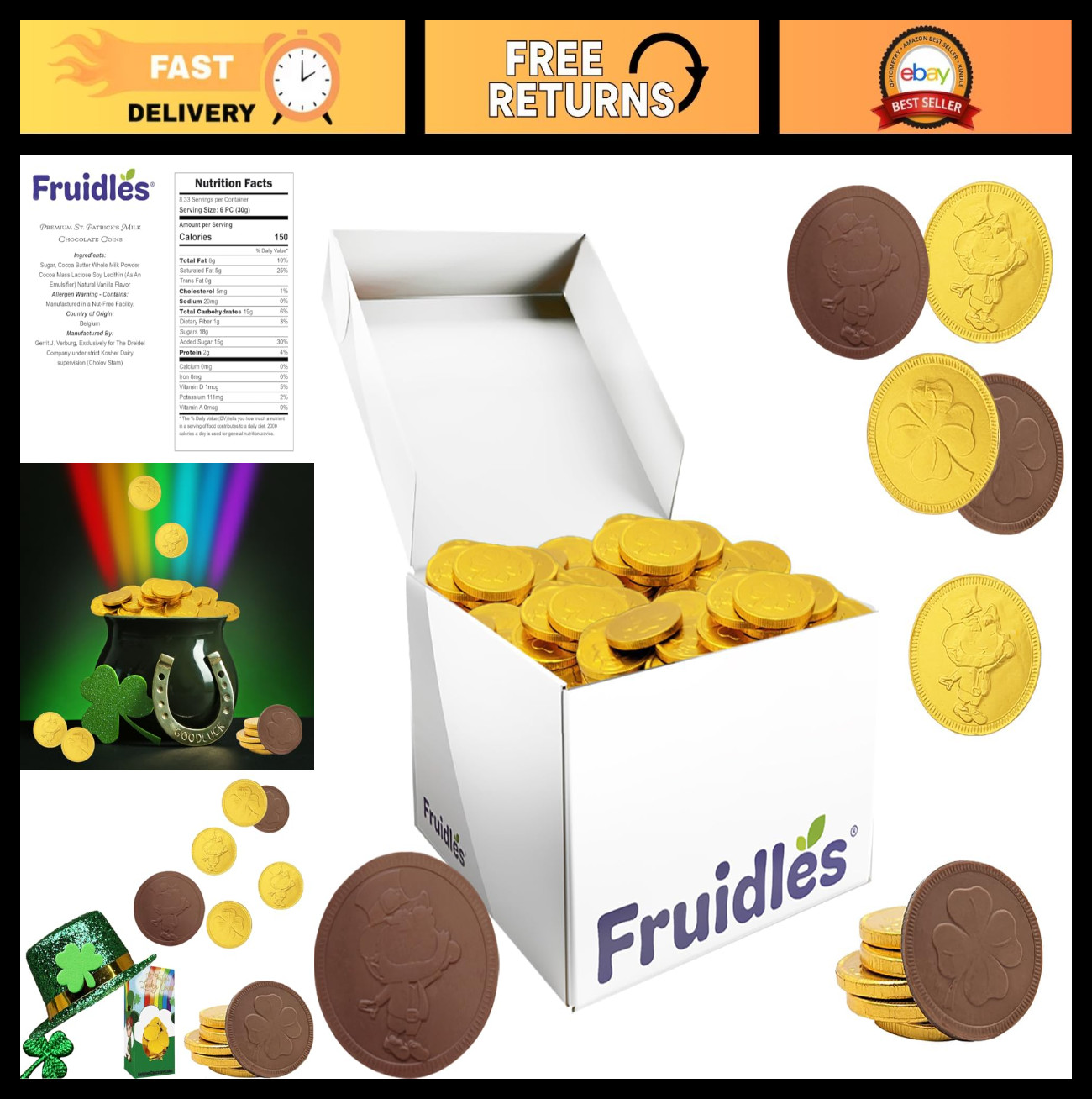 500-Pack St. Patrick’s Day Chocolate Coins – Lucky Gold Foil Milk Chocolate Trea
