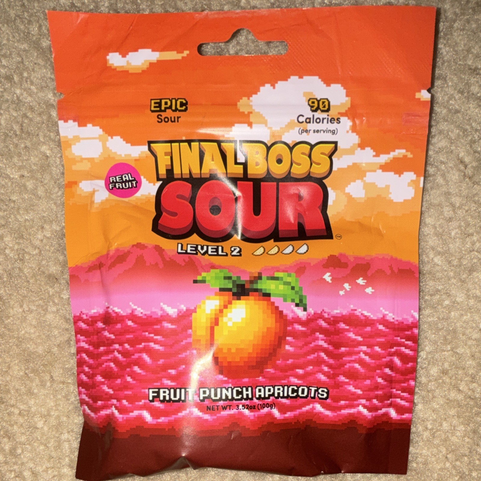 Final Boss Sour Level 2 Fruit Punch Apricots Dried Fruit Pouch 100g