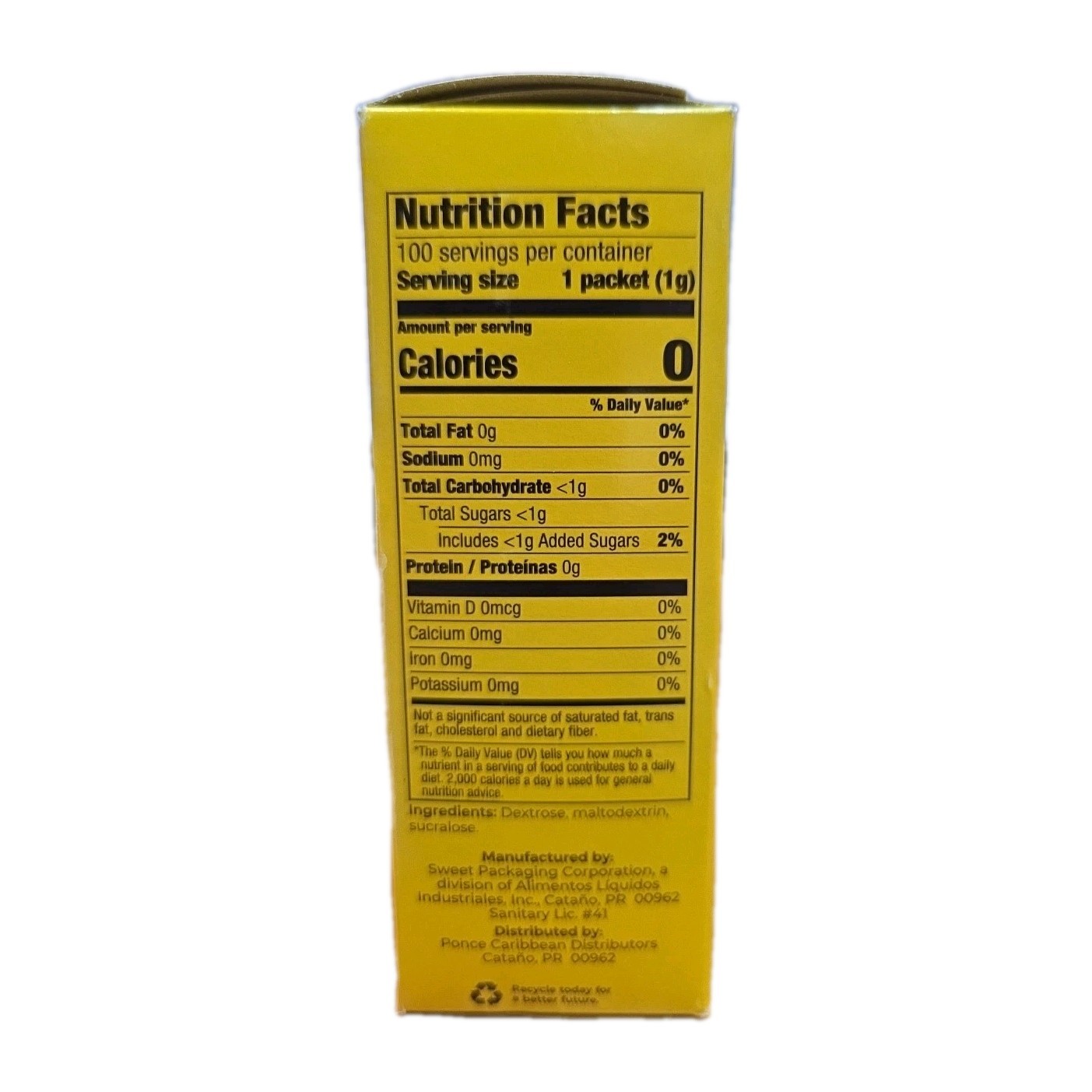 Dulce Caña 0 CALORIE SWEETENER 50 PACKETS 1.76 OZ.