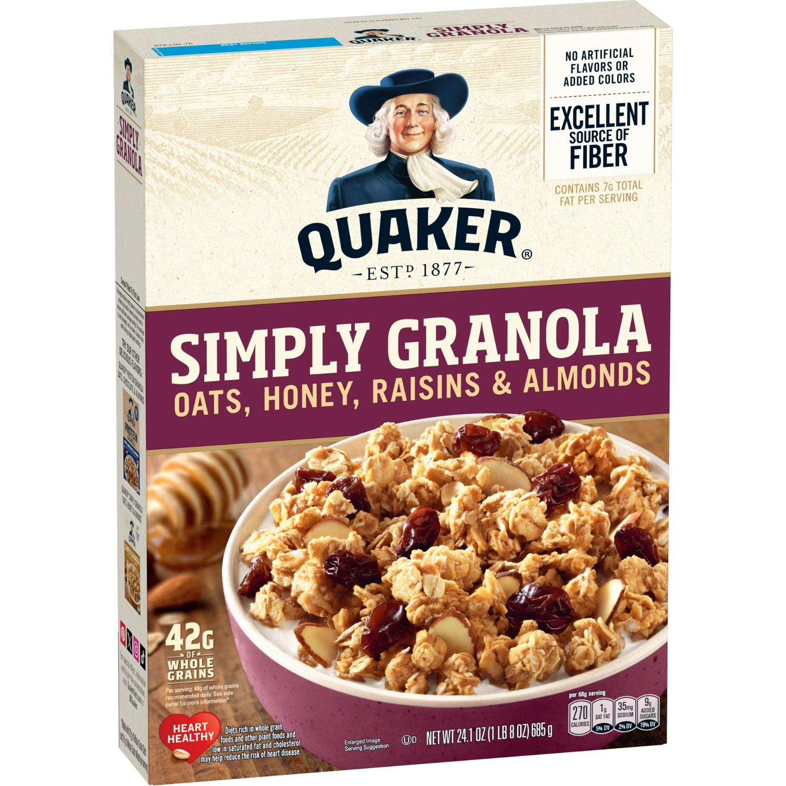 (10 pack) Quaker Simply Granola Breakfast Cereal, Oats Honey Raisins & Almonds