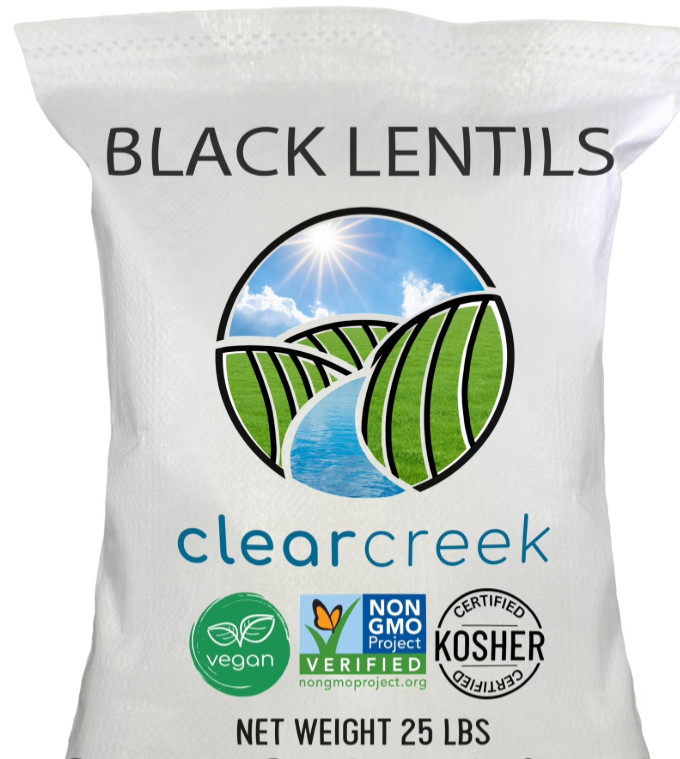 Clear Creek Black Beluga Lentils, Dry, 25 LBS