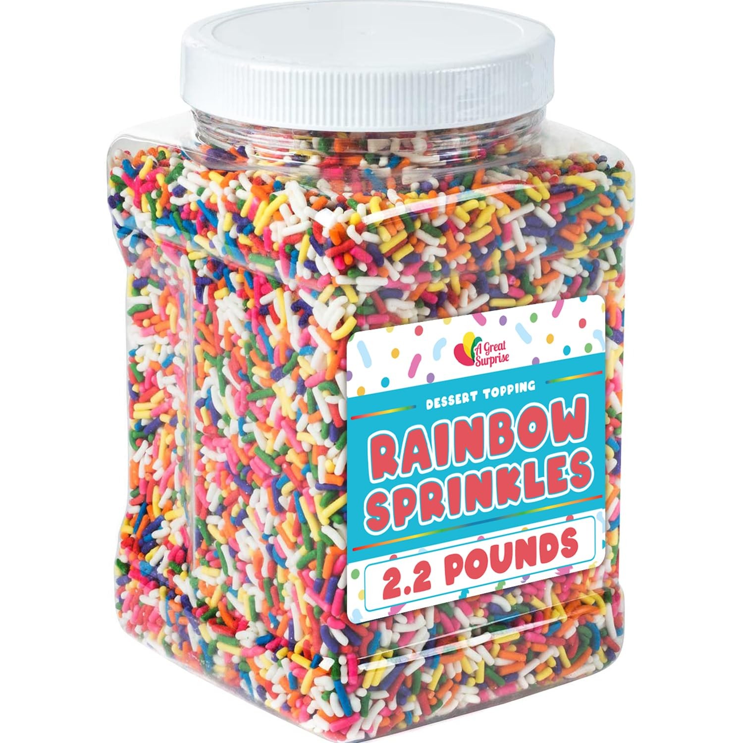 Rainbow Sprinkles – 2.2 Pounds – Bulk Rainbow Jimmies for Cookies – Birthday Cak