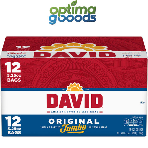 David Jumbo Sunflower Seeds 5.25 oz (12 Pack) Snack, Roasted & Salted.