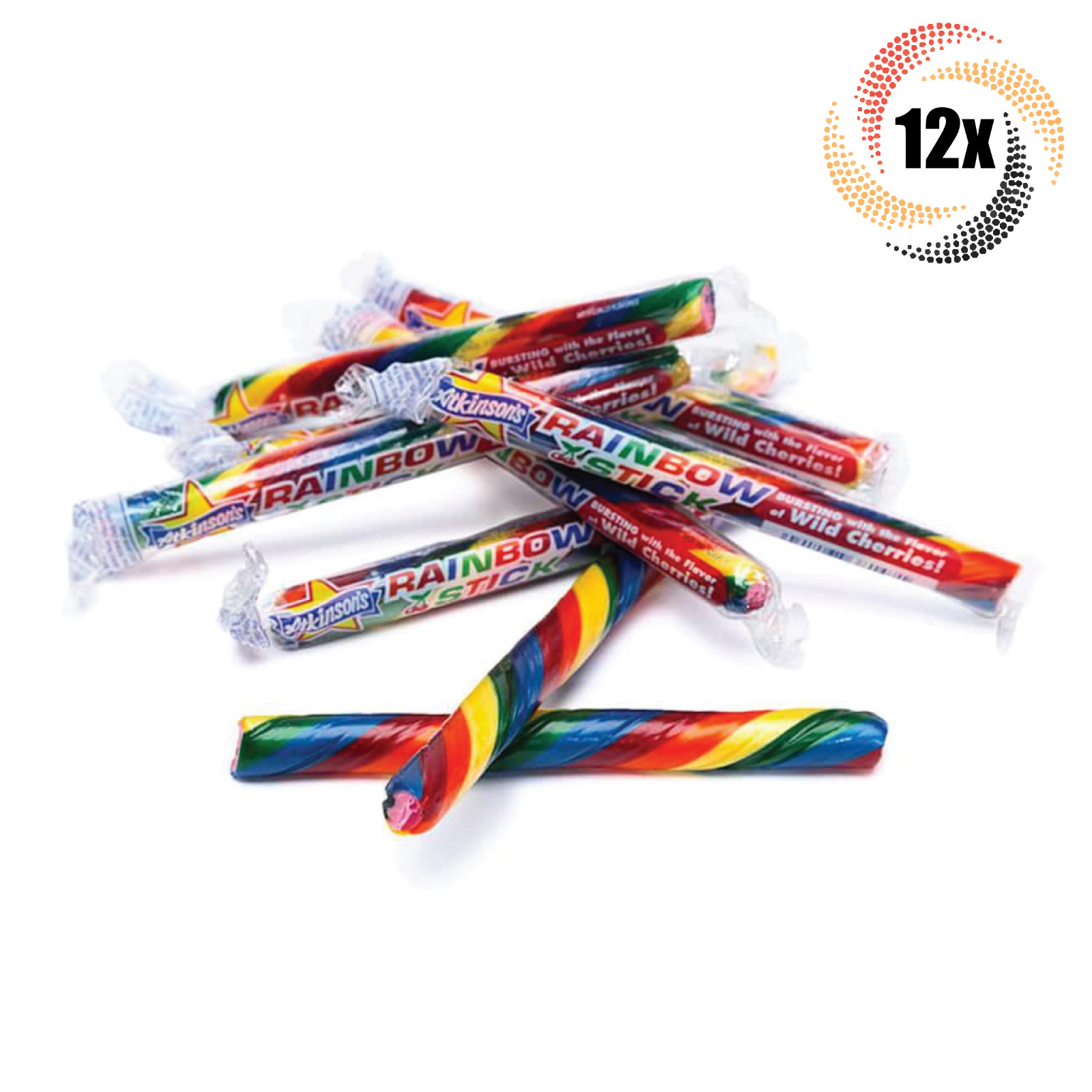 12x Sticks Atkinson’s Wild Cherries Rainbow Candy Sticks | .7oz | Fast Shipping