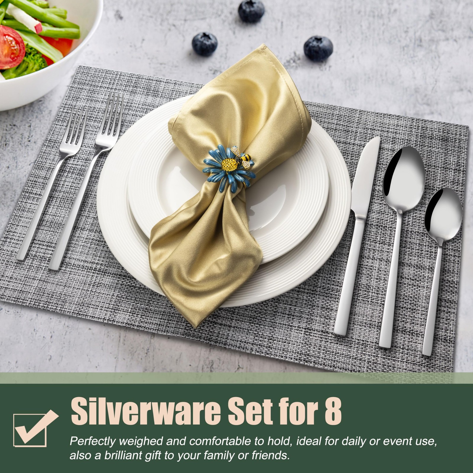 Silverware Set 40 Piece Flatware Cutlery for 8, Stainless Steel