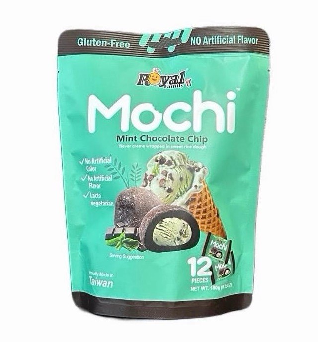 3 Pack Royal Family Mochi Mint Chocolate Chip Sweet Rice Dough 180g