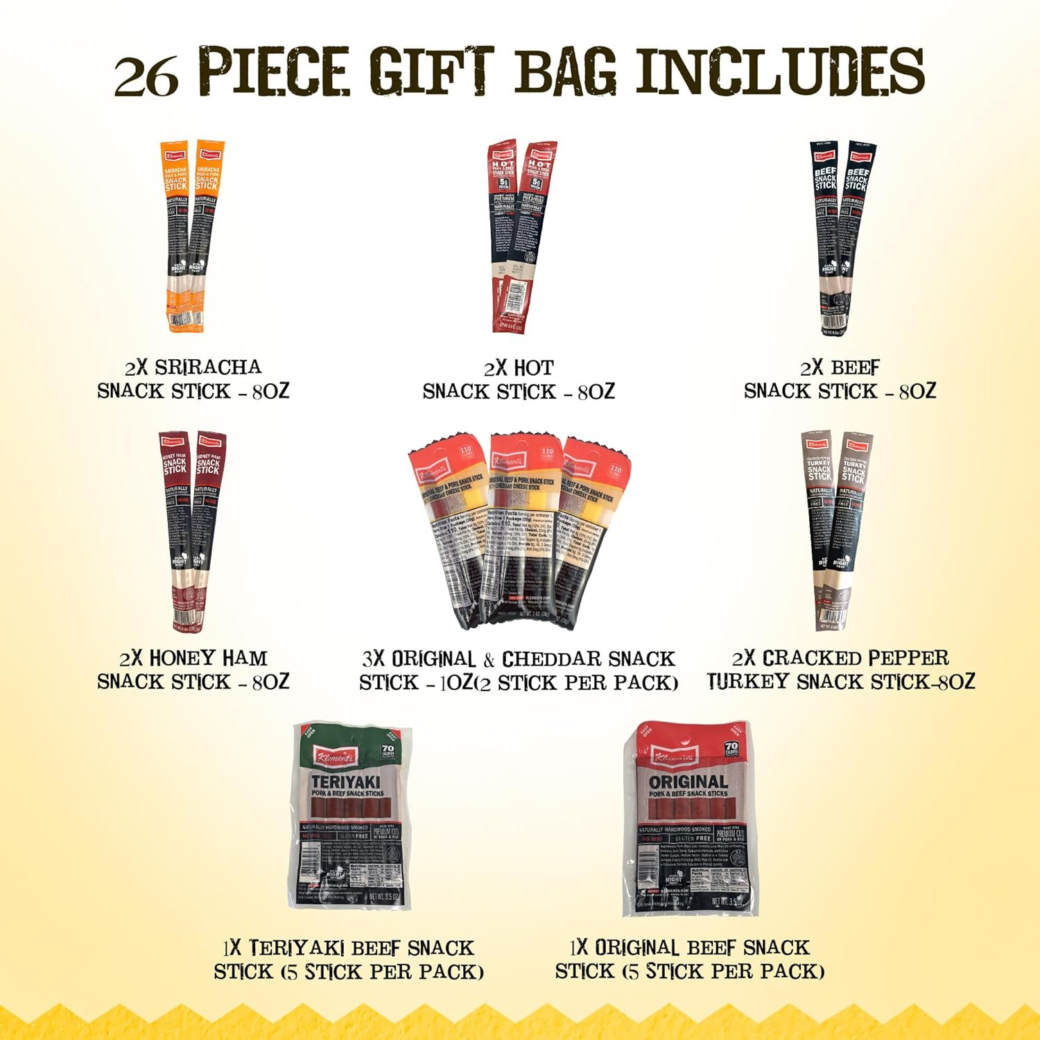 Jerky.Com 26Pc Meat Sticks Variety Pack | Beef Jerky Gifts for Men | Low Sugar &