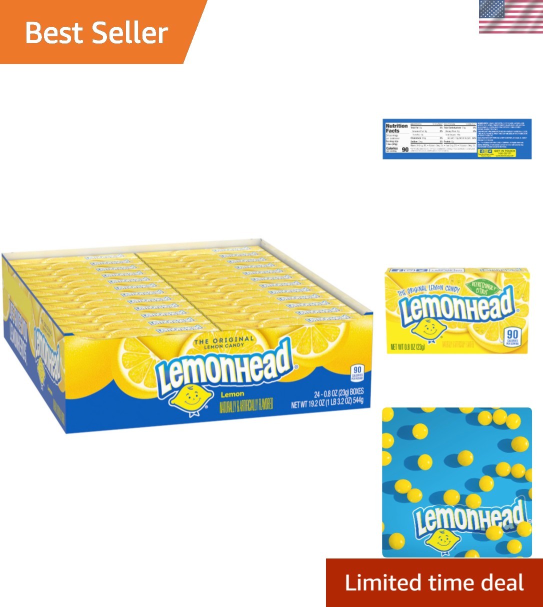 Lemonhead Hard Candy – 24 x 0.8 Ounce Treat Boxes for Sweet Celebrations