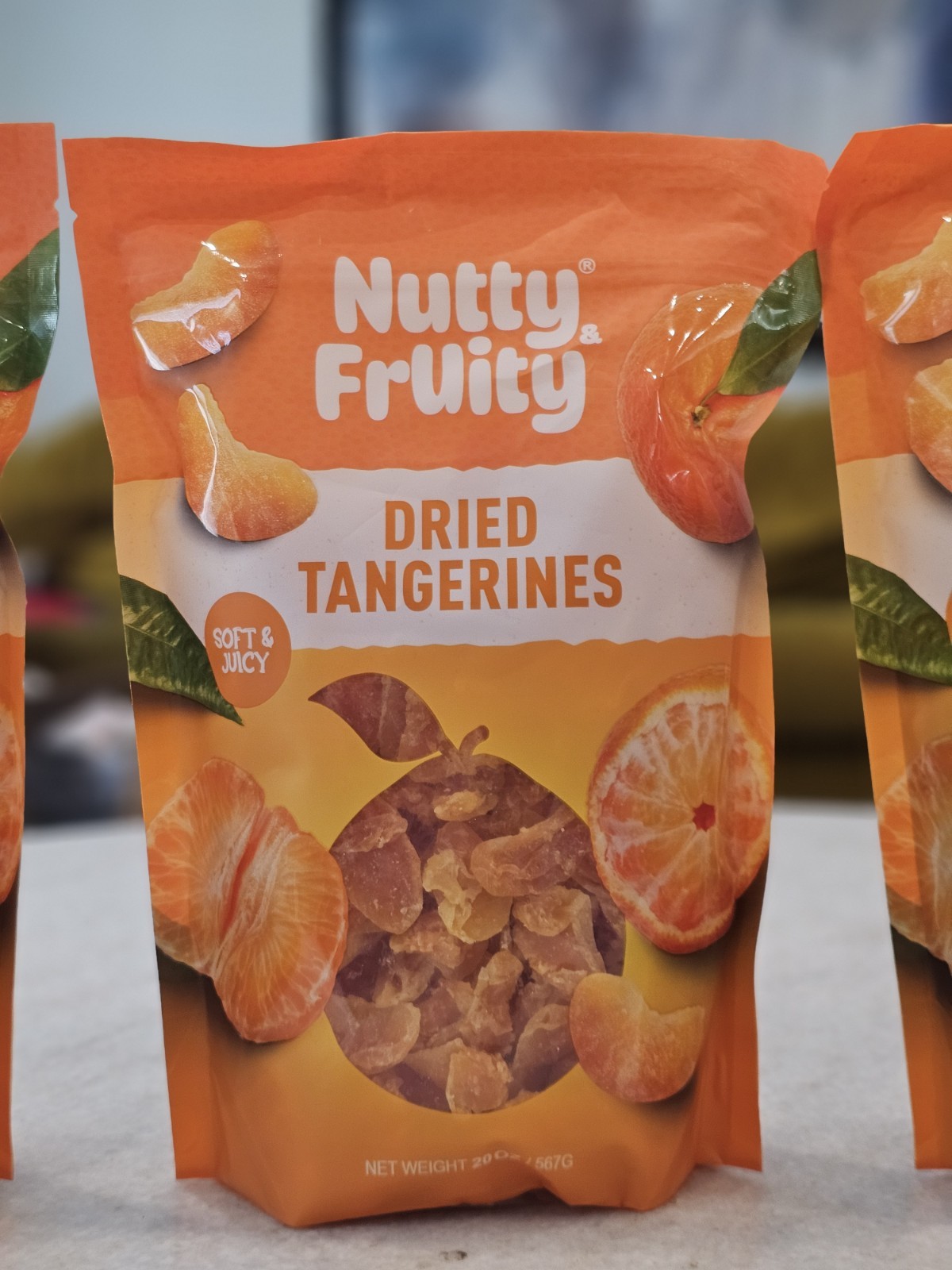 3-Pack Nutty & Fruity Soft & Juicy Dried Tangerines, 20 oz Each