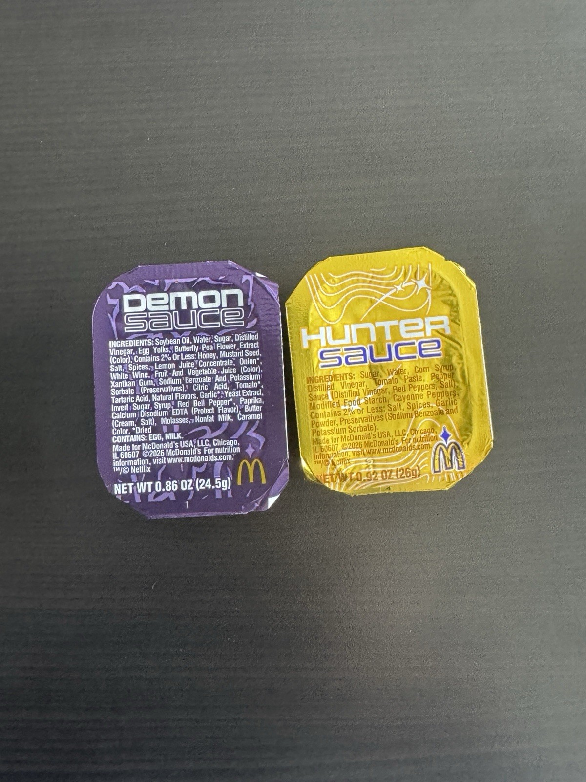 2026 McDonald’s Kpop Demon Hunters Huntr/X Hunter Sauce and Demon Sauce Set