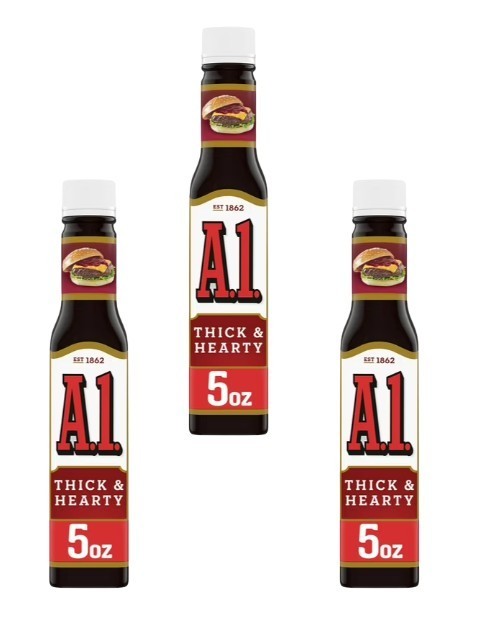 ​A1 Thick & Hearty Steak Sauce 5 oz Bottles 3 Pack Lot For Steak Pork Chicken
