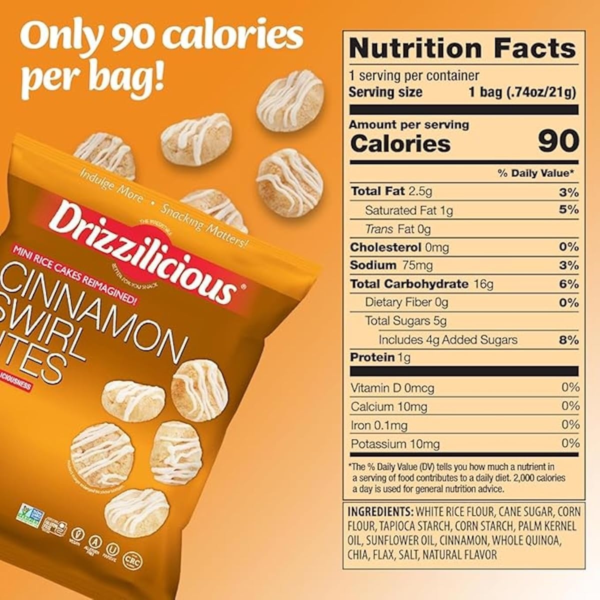 Drizzilicious Mini Rice Cakes Variety Pack – S’Mores, Cinnamon Swirl, Birthday