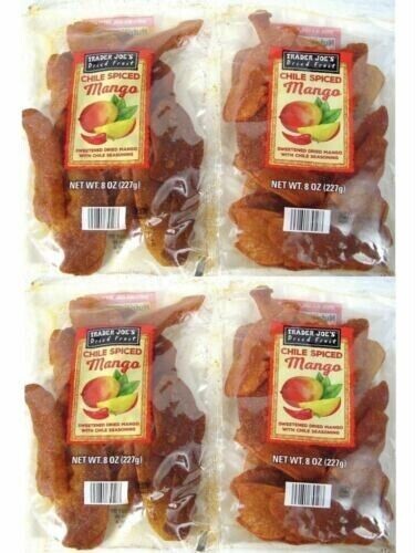4 Packs Trader Joe’s Chile Spiced Mango Dried Fruit 8 oz Each Pack, Total 2 lbs