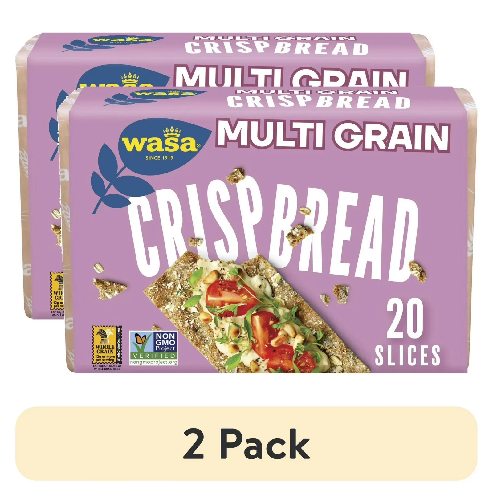 (2 pack) Wasa Multi Grain Crispbread, Multigrain Crackers, Fat Free, 9.7 oz