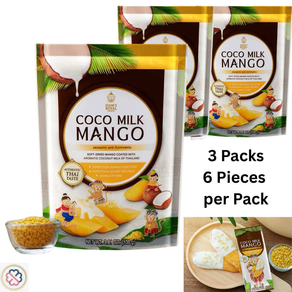 Siam’s Royal Thai Mango Tasty Dessert Coconut Milk Snack Ready To Eat 108g x3