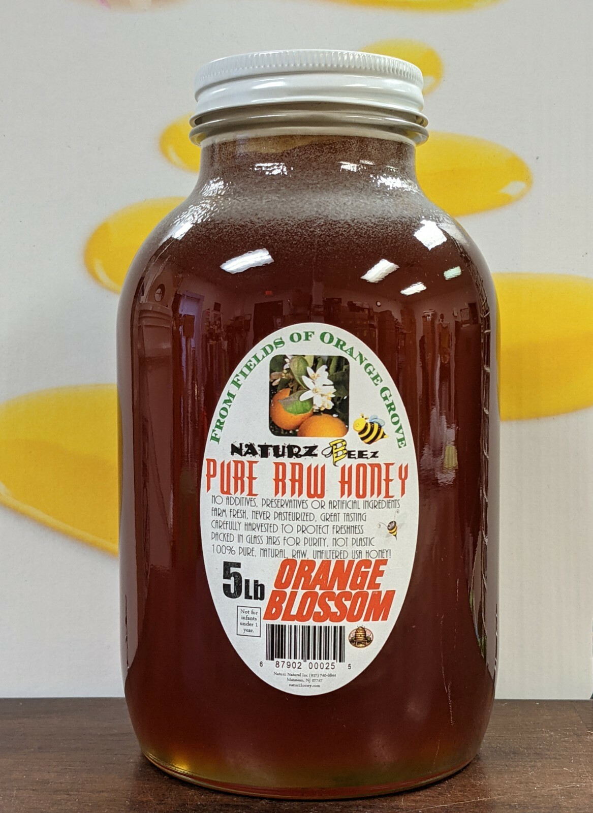 RAW HONEY ORANGE BLOSSOM 5 LBS 100% PURE RAW UNFILTERED HONEY In Glass